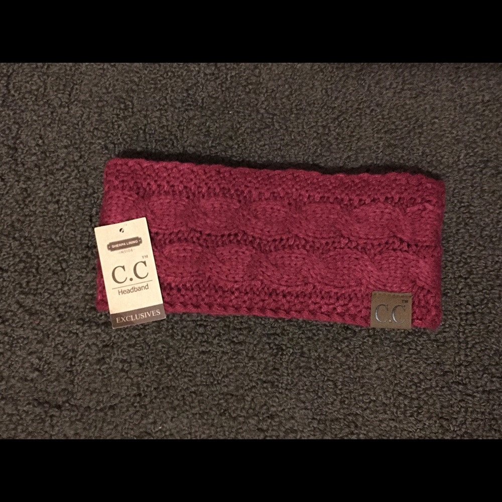 Dark red colored cc ear warmer